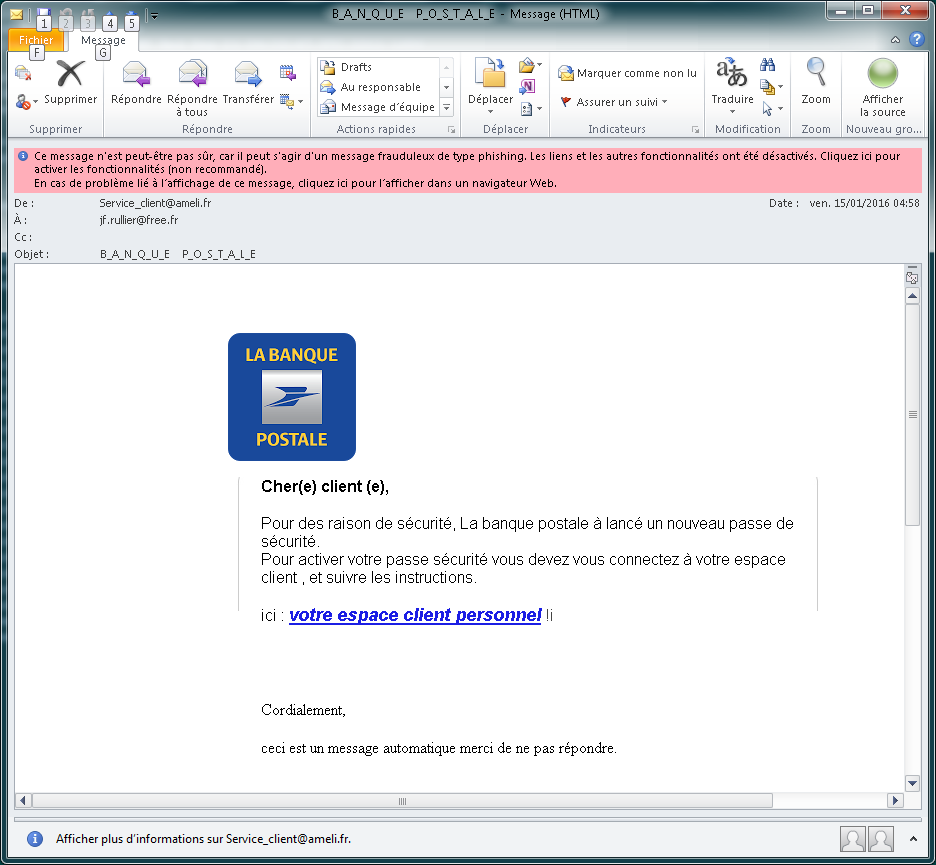 Email banque postale